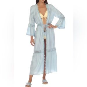 NWT Raviya Women’s Open Front Lace Inset Swim Cover Up Vacation Resort Summer